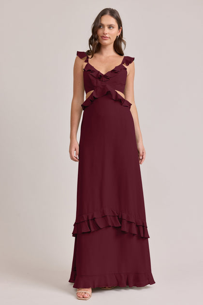 Mia Chiffon Dress | Made To Order | Cabernet
