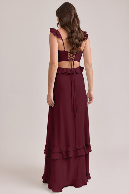 Mia Chiffon Dress | Made To Order | Cabernet