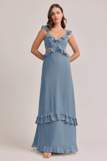 Mia Chiffon Dress | Made To Order | French Blue