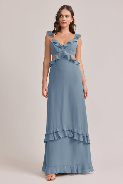 Mia Chiffon Dress | Made To Order | French Blue