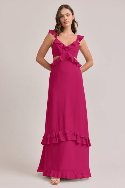 Mia Chiffon Dress | Made To Order | Hot Pink
