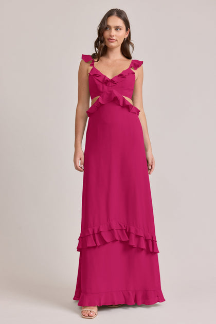 Mia Chiffon Dress | Made To Order | Hot Pink
