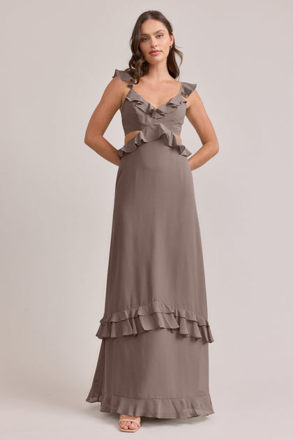Mia Chiffon Dress | Made To Order | Latte
