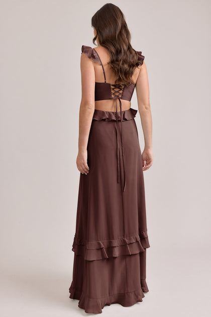 Mia Chiffon Dress | Made To Order | Mahogany