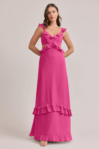 Mia Chiffon Dress | Malibu Pink
