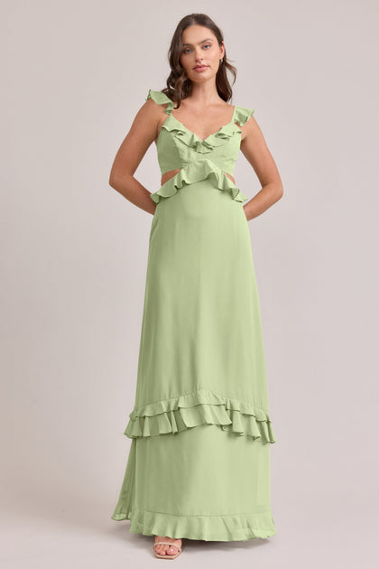 Mia Chiffon Dress | Made To Order | Matcha