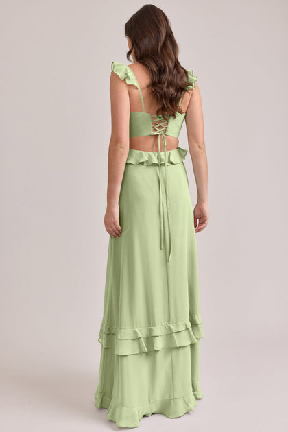 Mia Chiffon Dress | Made To Order | Matcha
