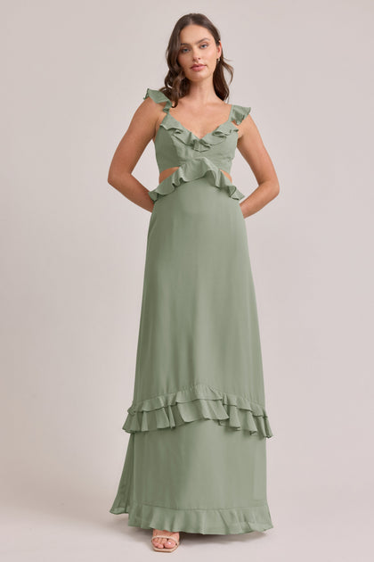Mia Chiffon Dress | Made To Order | Moss