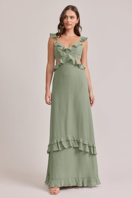 Mia Chiffon Dress | Made To Order | Moss