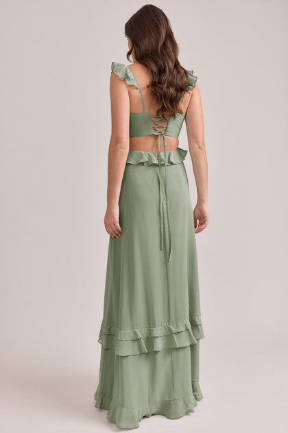 Mia Chiffon Dress | Made To Order | Moss