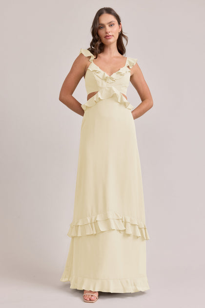 Mia Chiffon Dress | Made To Order | Pale Yellow
