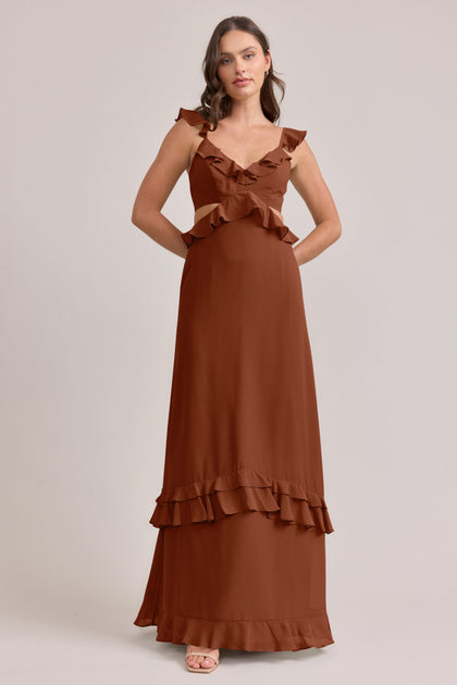 Mia Chiffon Dress | Made To Order | Rust