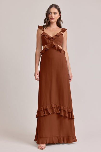 Mia Chiffon Dress | Made To Order | Rust