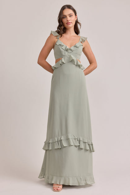 Mia Chiffon Dress | Made To Order | Silver Sage