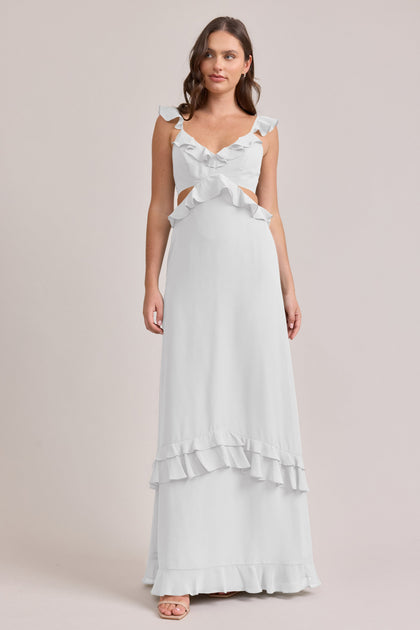 Mia Chiffon Dress | Made To Order | White Pearl