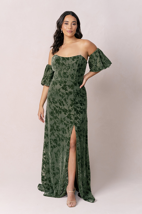 Mona Floral Burnout Velvet Dress Mona Floral Burnout Velvet Dress