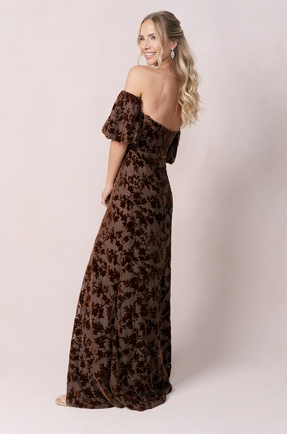 Mona Floral Burnout Velvet Dress