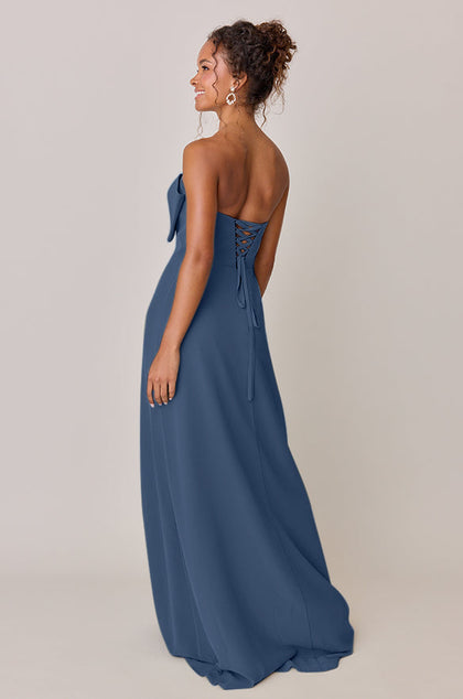 Monroe Chiffon Dress | Made To Order | Dusty Blue