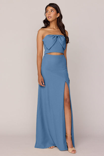 Monroe Crepe Top | Made To Order - Dusty Blue