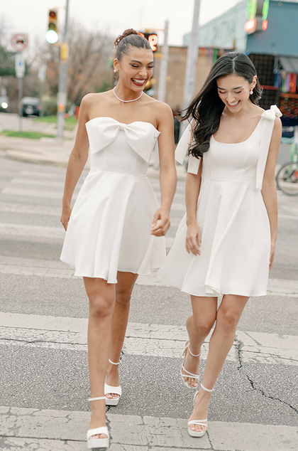  Model: Laesha; Size: 4 | Pictured with the Millie Crepe Mini Dress, size 4