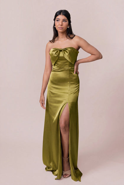 Monroe Satin Dress | Made To Order | Chartreuse