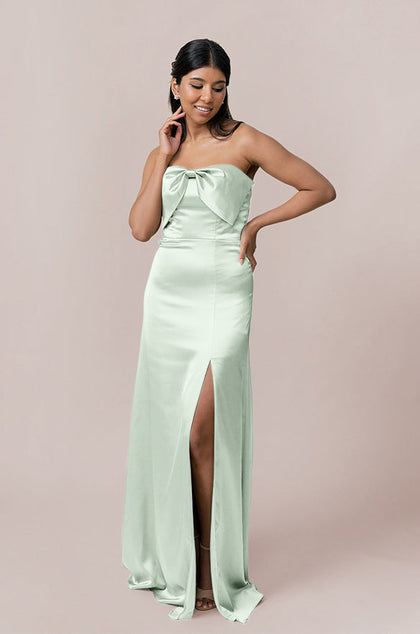 Monroe Satin Dress | Made To Order | Pistachio