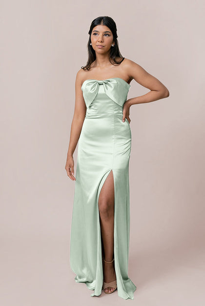 Monroe Satin Dress | Made To Order | Pistachio