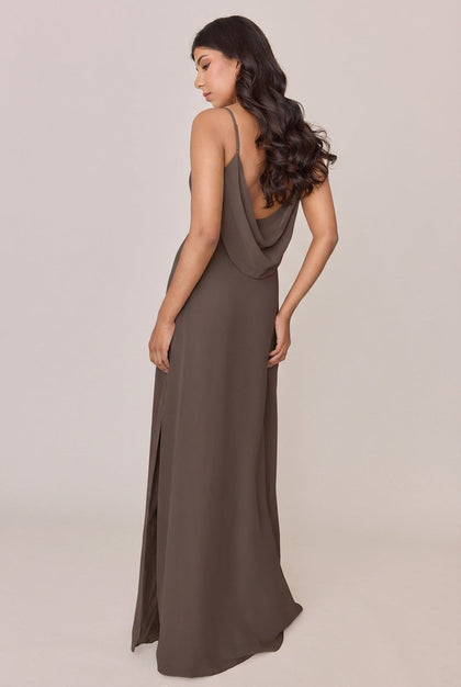 Nadia Chiffon Dress | Made To Order | Espresso