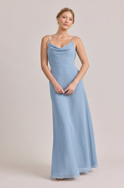 Nadia Chiffon Dress | Made To Order | French Blue