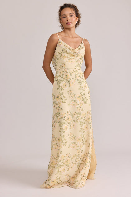 Chiffon Floral Print Mega Swatch | Pale Yellow Blossom