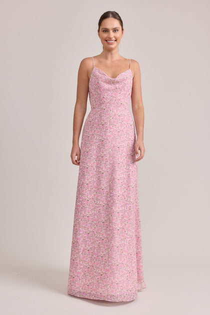 Nadia Chiffon Floral Print Dress | Made To Order | Perfect Pink Posey