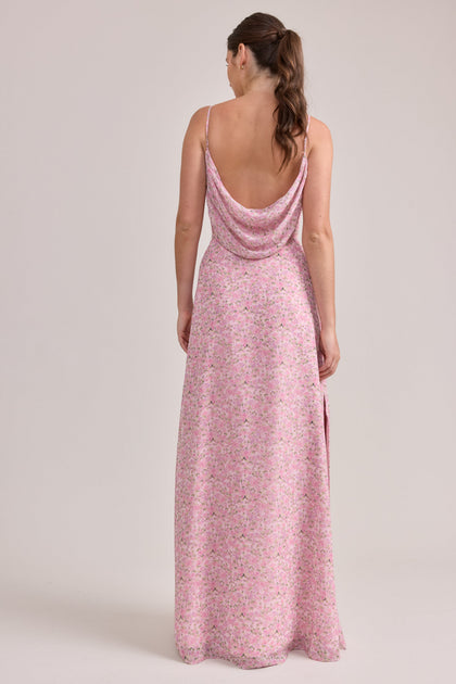 Nadia Chiffon Floral Print Dress | Made To Order | Perfect Pink Posey