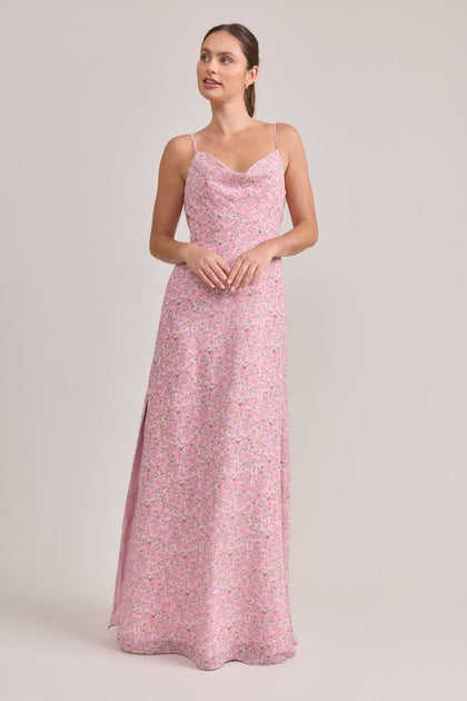 Nadia Chiffon Floral Print Dress | Made To Order | Perfect Pink Posey