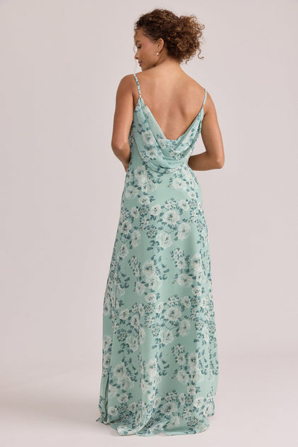 Nadia Chiffon Floral Print Dress | Made To Order | Sage Blossom