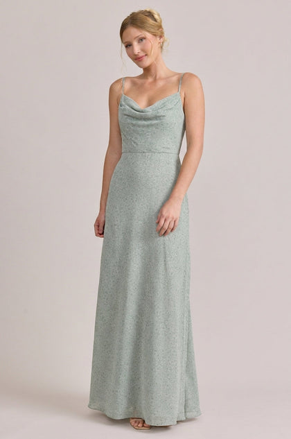 Nadia Chiffon Floral Print Dress | Made To Order | Sage Posey
