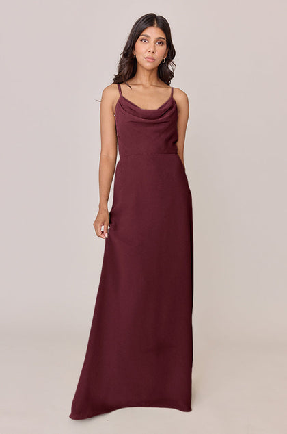 Nadia Chiffon Dress | Made To Order | Cabernet