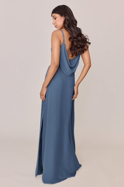 Nadia Chiffon Dress | Made To Order | Dusty Blue