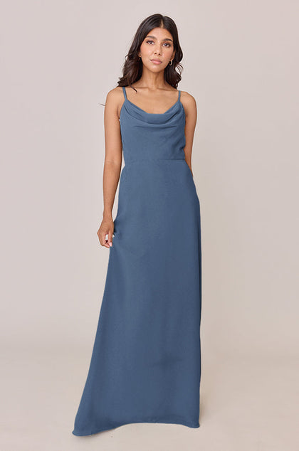 Nadia Chiffon Dress | Made To Order | Dusty Blue