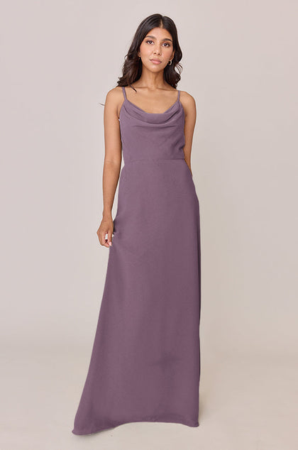 Nadia Chiffon Dress | Made To Order | Dusty Purple