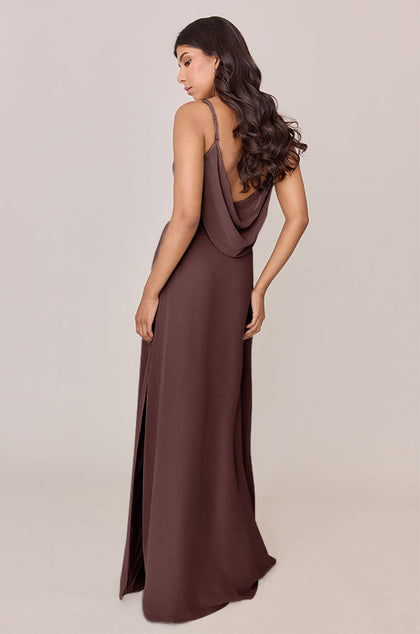 Nadia Chiffon Dress | Made To Order | Mahogany