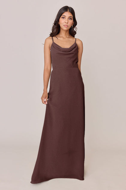 Nadia Chiffon Dress | Made To Order | Mahogany