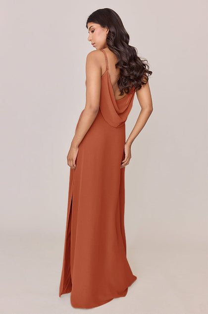 Nadia Chiffon Dress | Made To Order | Rust