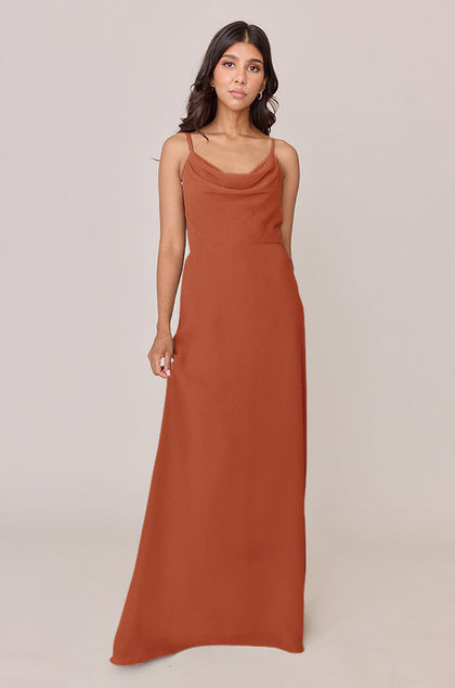 Nadia Chiffon Dress | Made To Order | Rust Orange