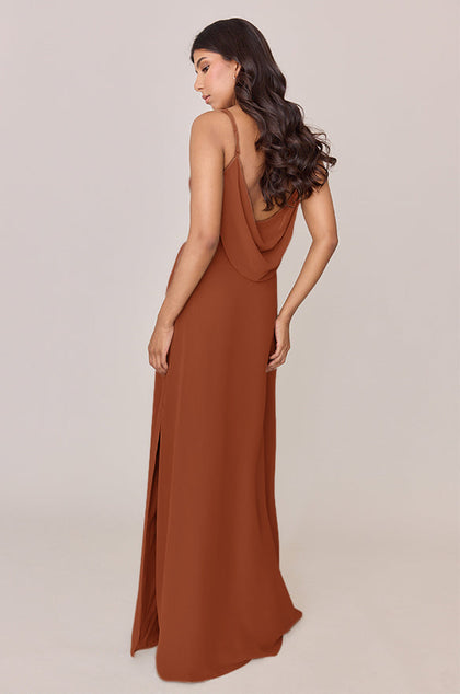 Nadia Chiffon Dress | Made To Order | Rust