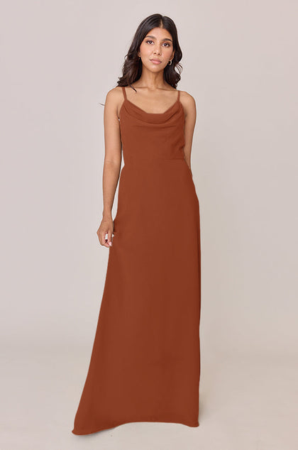 Nadia Chiffon Dress | Made To Order | Rust