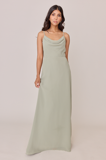 Nadia Chiffon Dress | Made To Order | Silver Sage