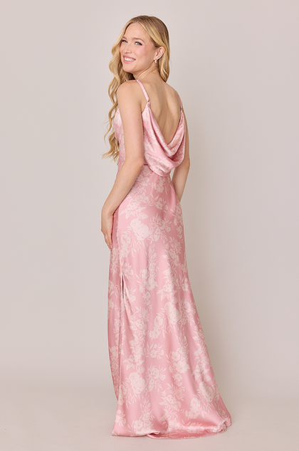 Nadia Satin Floral Print Dress | Made To Order | Blush Bouquet