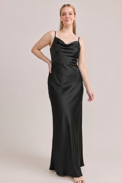 Nadia Satin Dress | Made To Order | Black