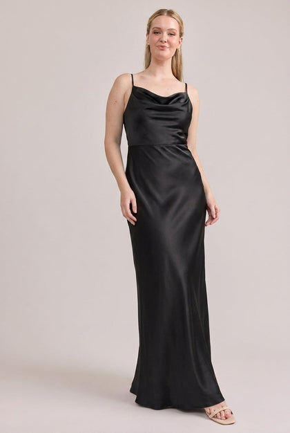 Nadia Satin Dress | Made To Order | Black