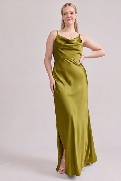 Nadia Satin Dress | Made To Order | Chartreuse